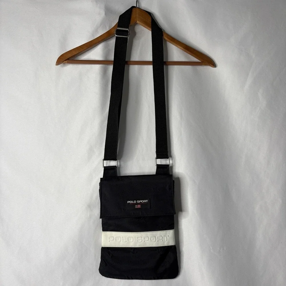 Vintage 90s Y2K Ralph Lauren Polo Sport Crossbody Bag Purse Travel‎ Black